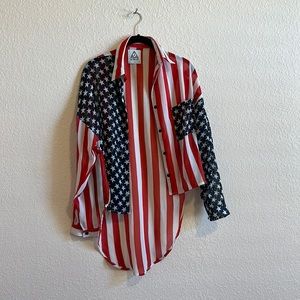 Red white & blue Stars and Stripes blouse